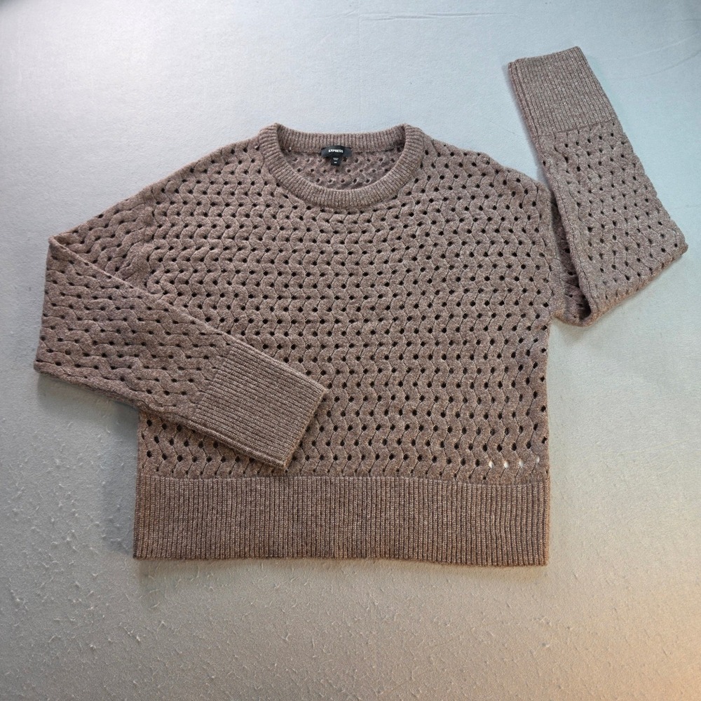 Express Pointelle Knit Sweater XS Coquette Cottagecore Feminine Romantic Long